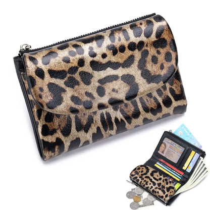 Female Coin Purse Genuine Leather Short Women Wallet - Jungle Line