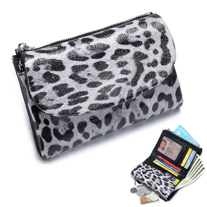 Female Coin Purse Genuine Leather Short Women Wallet - Jungle Line