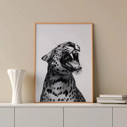 Fashion Stylish Wall Art Print - Trendy Leopard Roar Print - Black and White - Home Decor - Printable Wall Art Digital Download - Jungle Line