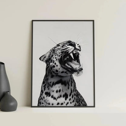 Fashion Stylish Wall Art Print - Trendy Leopard Roar Print - Black and White - Home Decor - Printable Wall Art Digital Download - Jungle Line