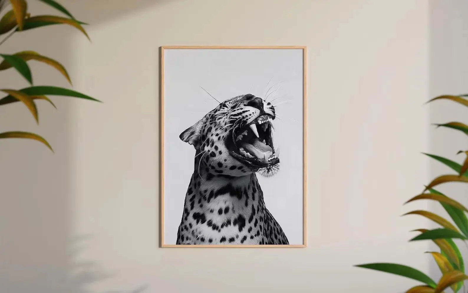 Fashion Stylish Wall Art Print - Trendy Leopard Roar Print - Black and White - Home Decor - Printable Wall Art Digital Download - Jungle Line