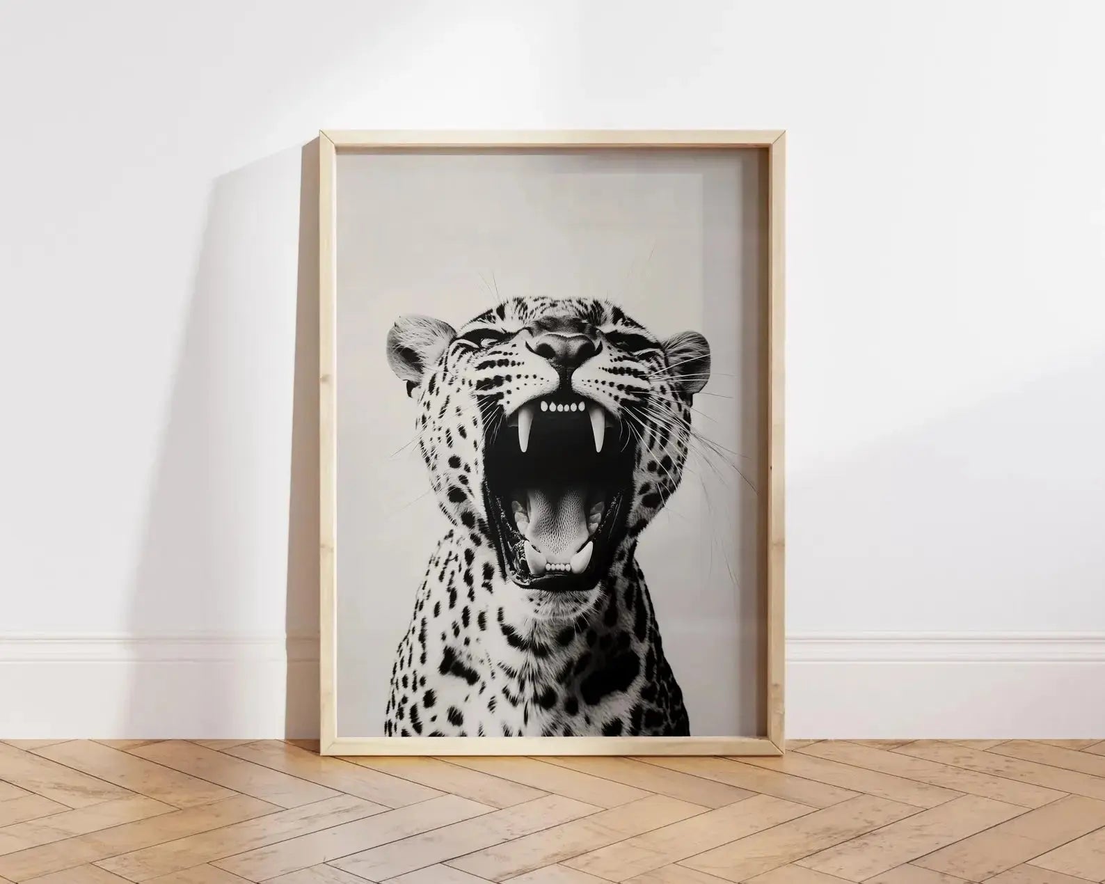 Fashion Stylish Wall Art Print - Trendy Leopard Roar Print - Black and White - Home Decor - Printable Wall Art Digital Download - Jungle Line