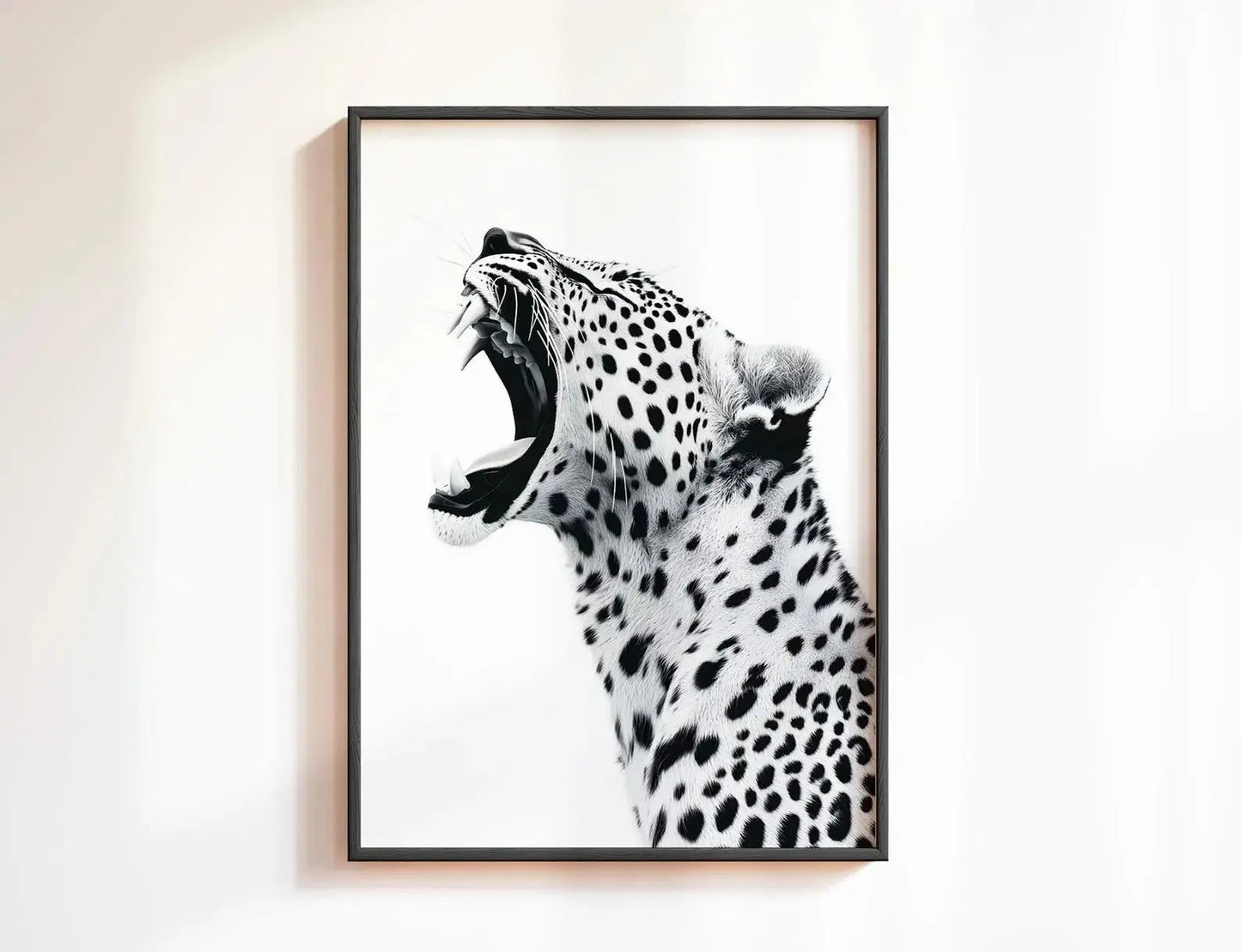 Fashion Stylish Wall Art Print - Trendy Leopard Roar Print - Black and White - Home Decor - Printable Wall Art Digital Download - Jungle Line