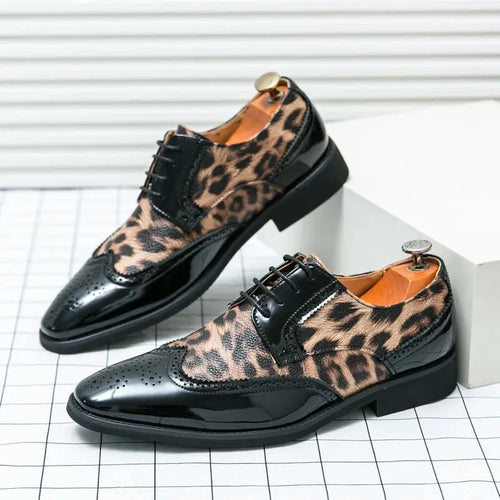 2025 Fashion Leopard Dress Shoes Man Pointed Jungle Line