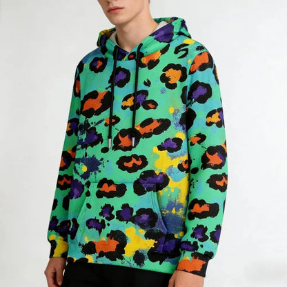 Colorful Animal Print Hoodie for Men Abstract Leopard Streetwear Pullover Bold Graphic Sweatshirt for Night Out & Casual Wear - Jungle Line