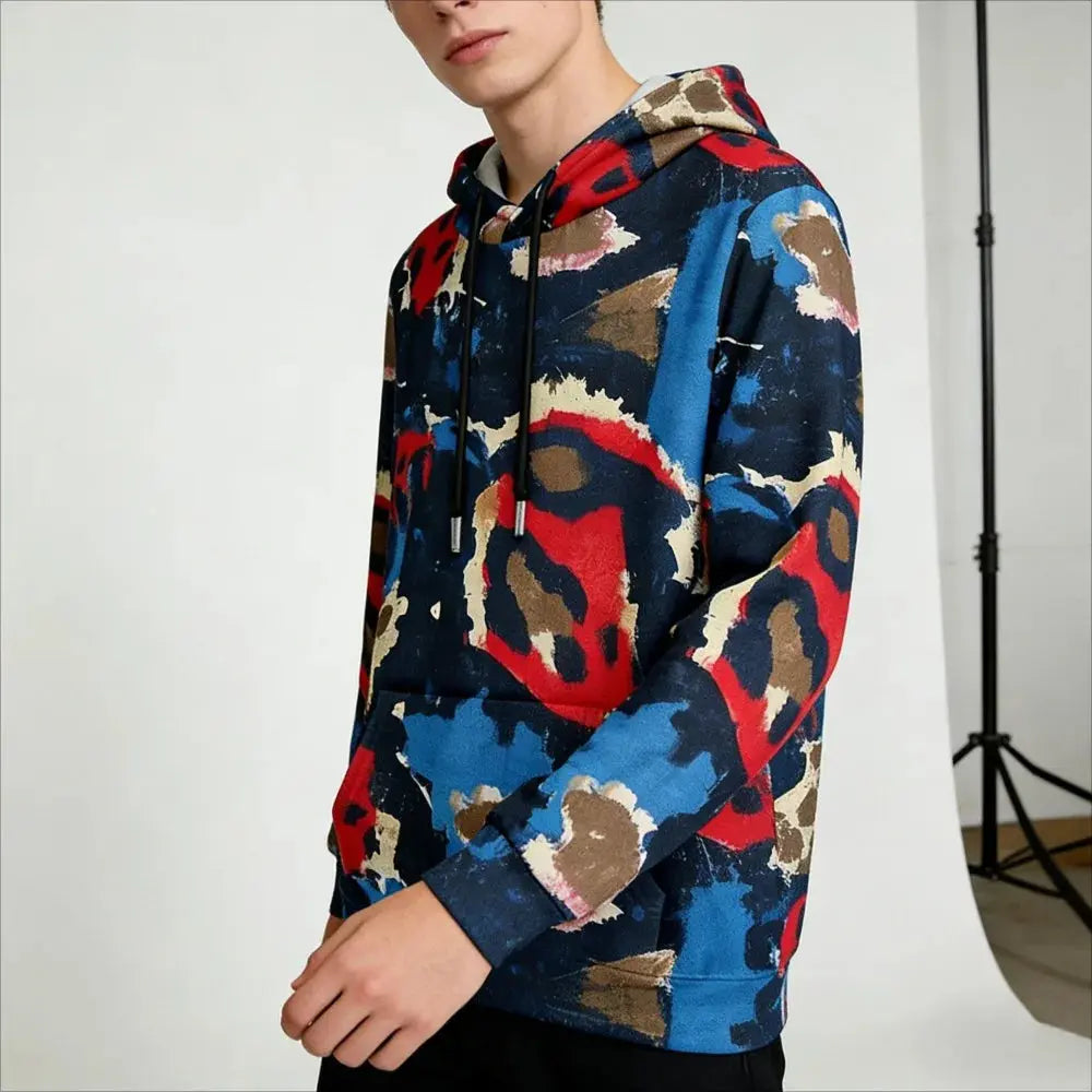 Colorful Animal Print Hoodie for Men Abstract Leopard Streetwear Pullover Bold Graphic Sweatshirt for Night Out & Casual Wear - Jungle Line