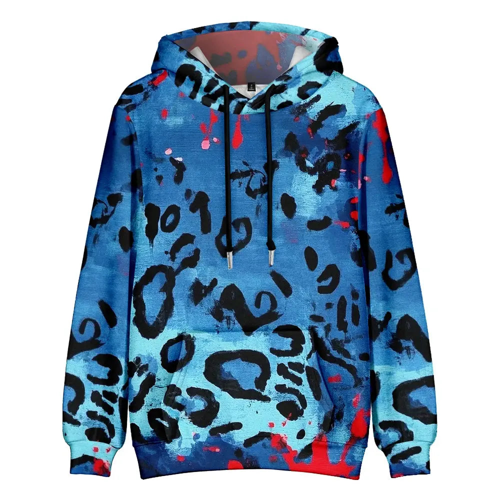 Colorful Animal Print Hoodie for Men Abstract Leopard Streetwear Pullover Bold Graphic Sweatshirt for Night Out & Casual Wear - Jungle Line