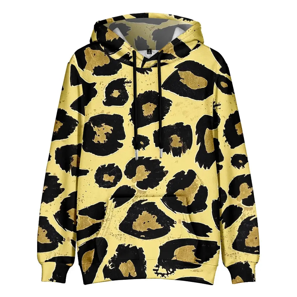 Colorful Animal Print Hoodie for Men Abstract Leopard Streetwear Pullover Bold Graphic Sweatshirt for Night Out & Casual Wear - Jungle Line