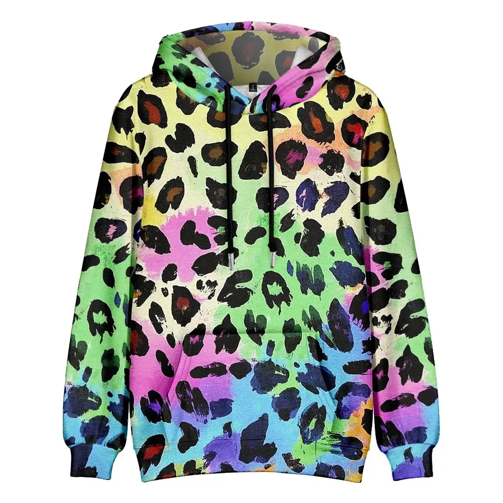 Colorful Animal Print Hoodie for Men Abstract Leopard Streetwear Pullover Bold Graphic Sweatshirt for Night Out & Casual Wear - Jungle Line