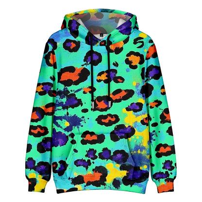 Colorful Animal Print Hoodie for Men Abstract Leopard Streetwear Pullover Bold Graphic Sweatshirt for Night Out & Casual Wear - Jungle Line