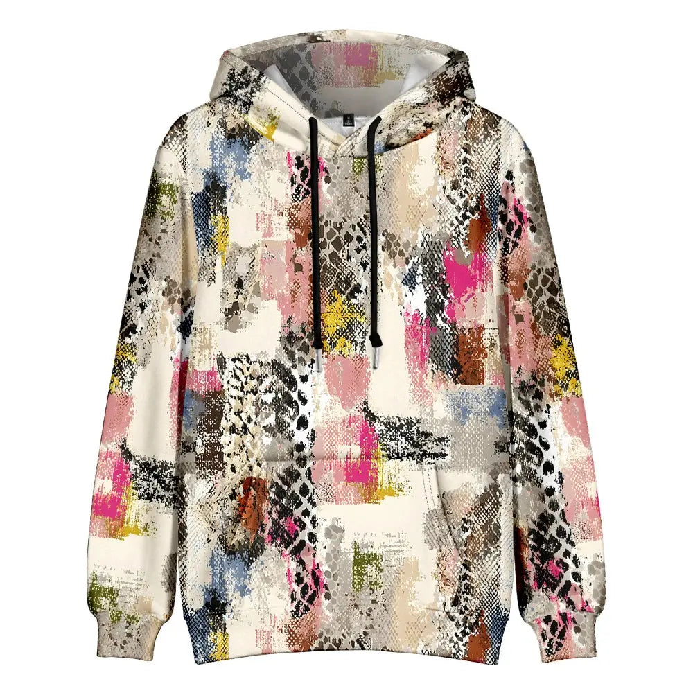 Colorful Animal Print Hoodie for Men Abstract Leopard Streetwear Pullover Bold Graphic Sweatshirt for Night Out & Casual Wear - Jungle Line