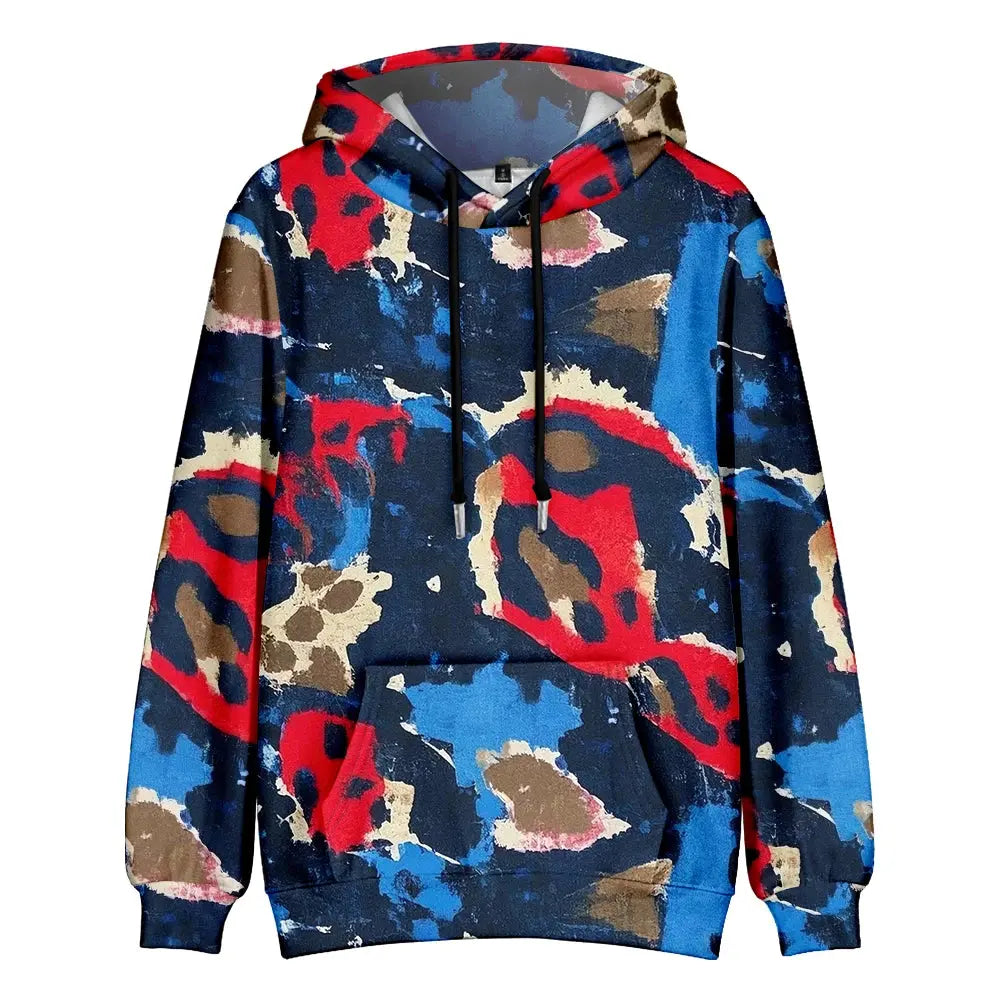 Colorful Animal Print Hoodie for Men Abstract Leopard Streetwear Pullover Bold Graphic Sweatshirt for Night Out & Casual Wear - Jungle Line