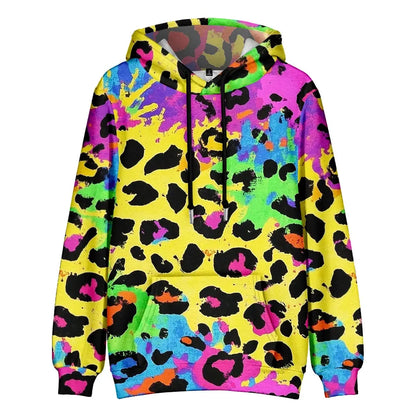 Colorful Animal Print Hoodie for Men Abstract Leopard Streetwear Pullover Bold Graphic Sweatshirt for Night Out & Casual Wear - Jungle Line