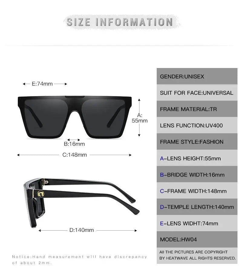 HEAT WAVE luxury brand design one-piece fashionable glasses for men and women cross-border driving sunglasses HW04 eyewear - Jungle Line