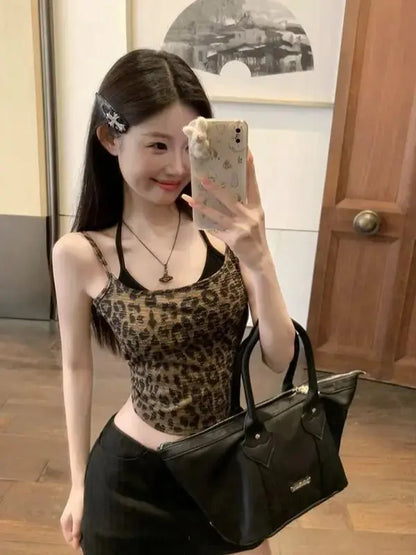 New Chic Hot Girl Leopard Print Suspender Women's Unique Vest Jungle Line