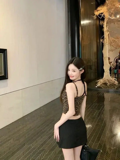 New Chic Hot Girl Leopard Print Suspender Women's Unique Vest Jungle Line