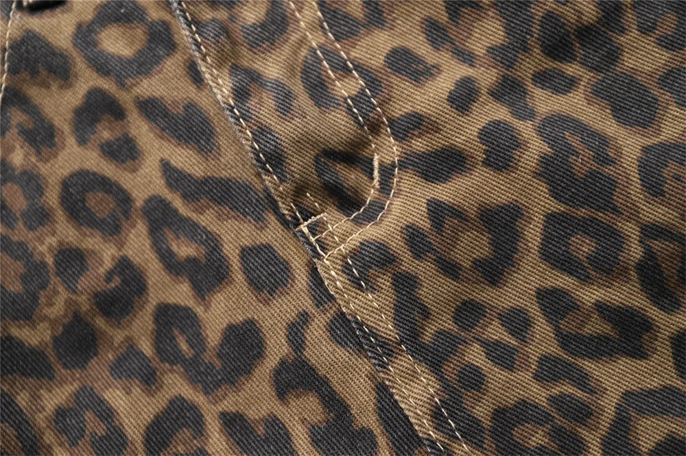 Leopard Print Jeans for Women High Waisted Y2k Retro Fashion Streetwear Denim Pants Hip Hop Straight Wide Leg Baggy Jeans - Jungle Line