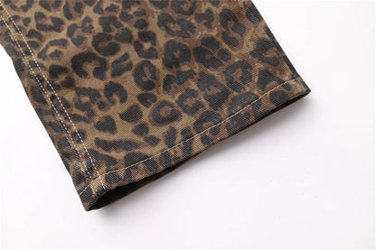 Leopard Print Jeans for Women High Waisted Y2k Retro Fashion Streetwear Denim Pants Hip Hop Straight Wide Leg Baggy Jeans - Jungle Line