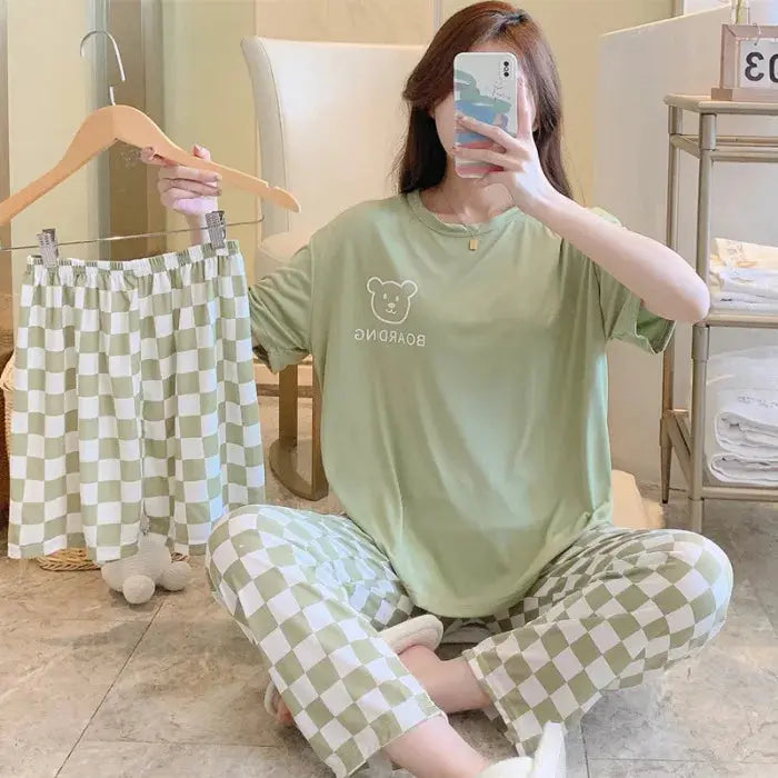 New women's summer three-piece pajamas - Jungle Line