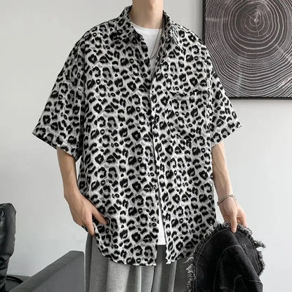 Fashion Casual Streetwear Korean Leopard Shirt Now
