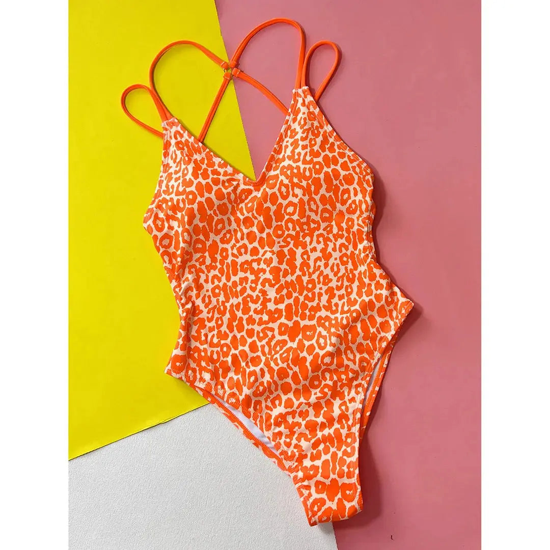 Sexy Leopard Printed V Neck Women Swimwear Jungle Line