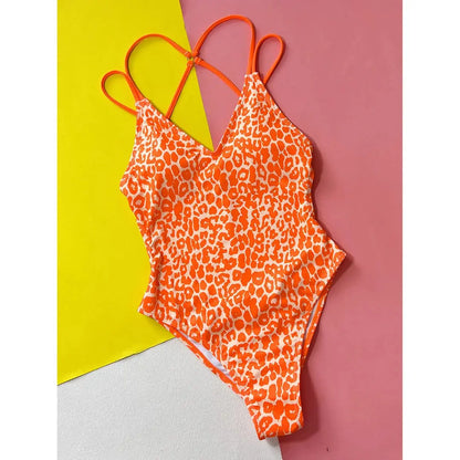 Sexy Leopard Printed V Neck Women Swimwear Jungle Line