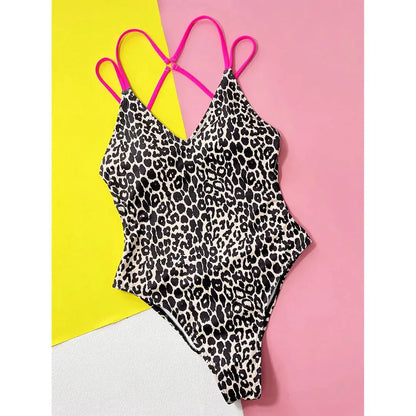 Sexy Leopard Printed V Neck Women Swimwear Jungle Line