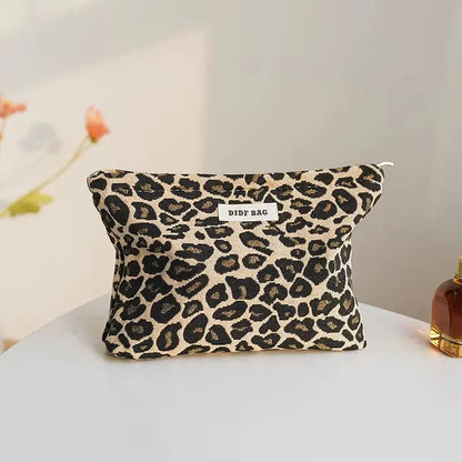 Fashion Leopard Print Women'S Makeup Bag Large-Capacity Cosmetics Skin Care Product Storage Bag Toiletry Bag Portable Liner Bag
