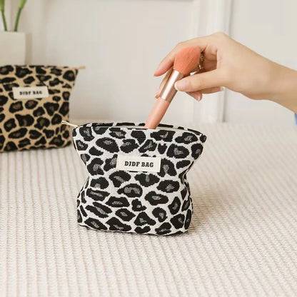 Fashion Leopard Print Women'S Makeup Bag Large-Capacity Cosmetics Skin Care Product Storage Bag Toiletry Bag Portable Liner Bag