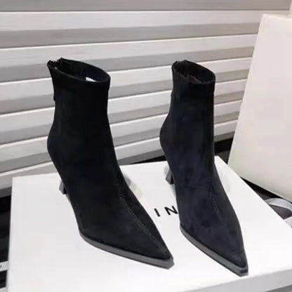 Leopard Women Boots Sexy Pointed Toe Shoes High Heels Chelsea Boots 2025 Winter Fashion Pumps Suede Short Boots Mujer Zapatos - Jungle Line