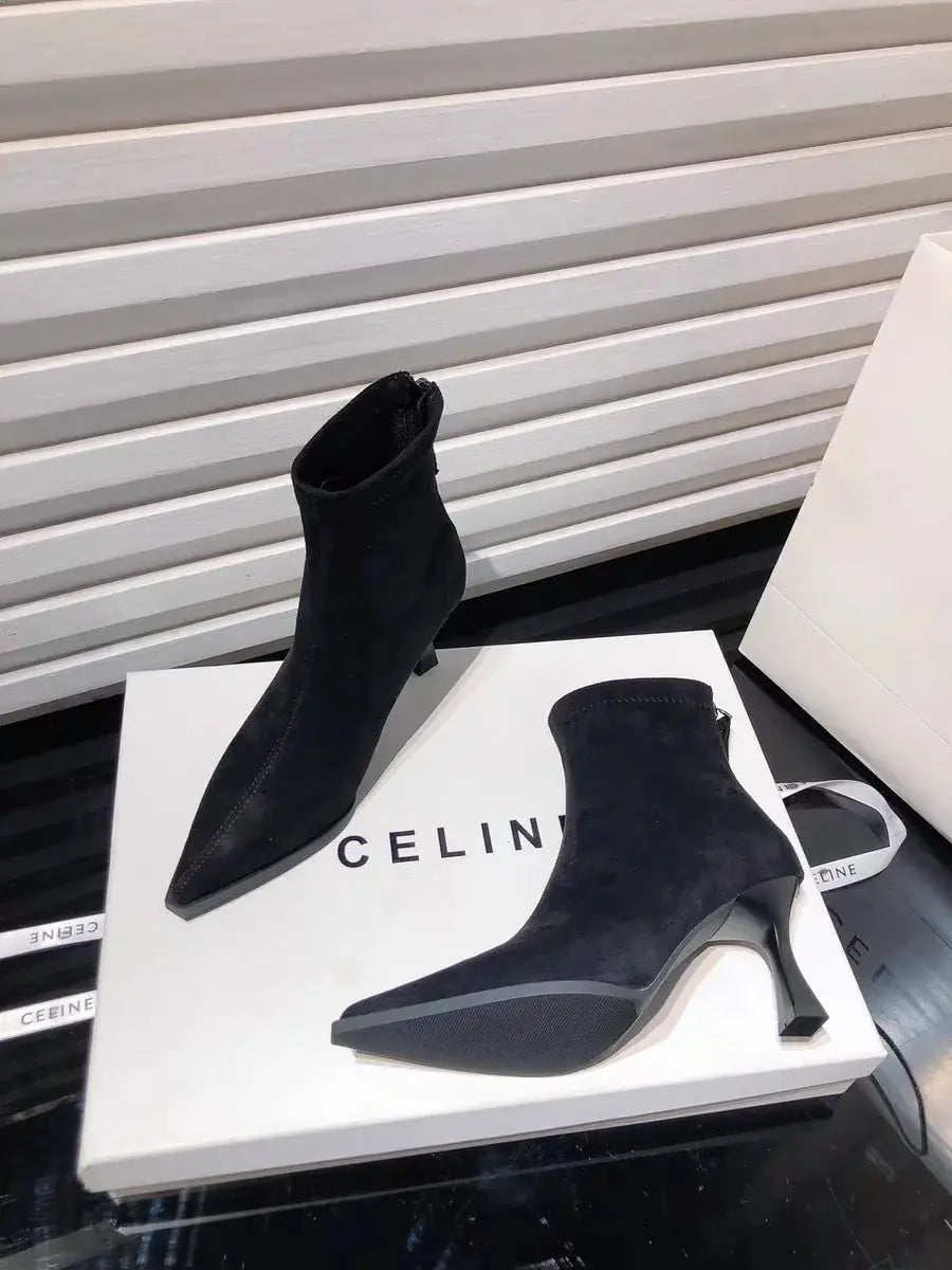 Leopard Women Boots Sexy Pointed Toe Shoes High Heels Chelsea Boots 2025 Winter Fashion Pumps Suede Short Boots Mujer Zapatos - Jungle Line