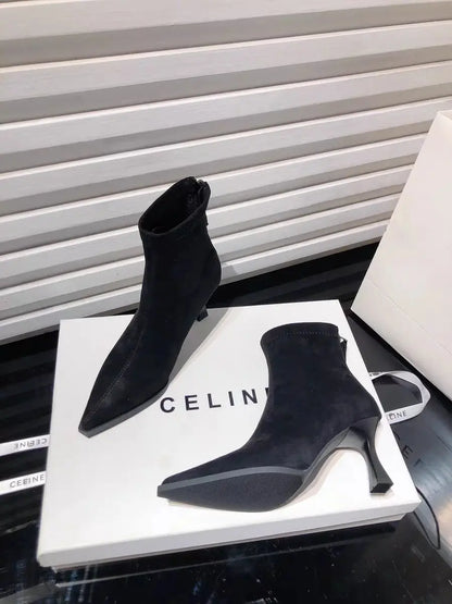 Leopard Women Boots Sexy Pointed Toe Shoes High Heels Chelsea Boots 2025 Winter Fashion Pumps Suede Short Boots Mujer Zapatos - Jungle Line