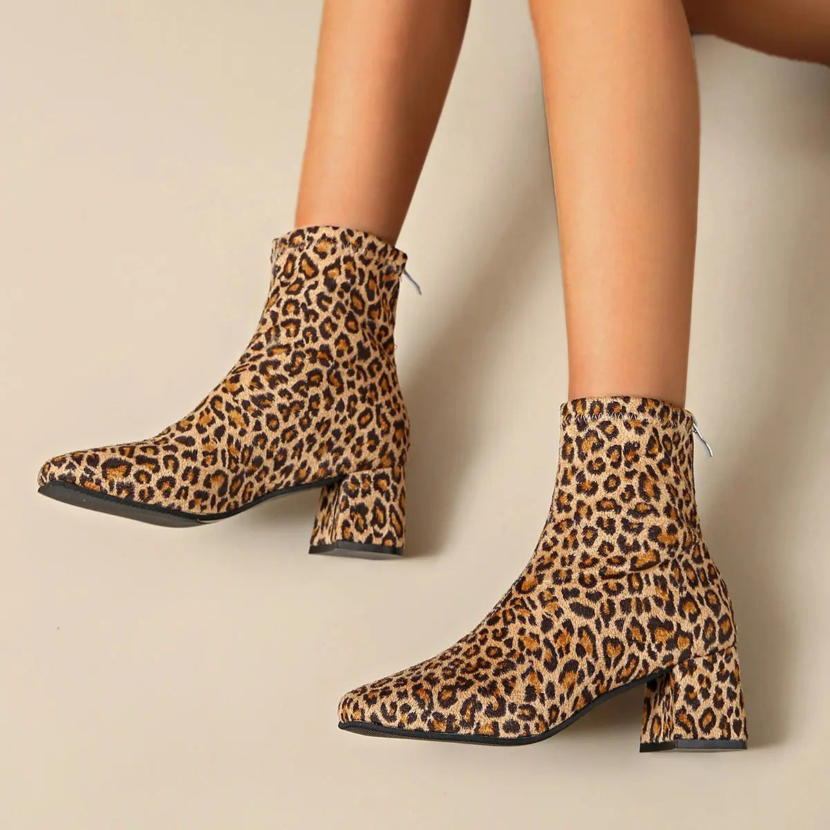 Plus Size Fashion Leopard Ankle Boots for Women Jungle Line