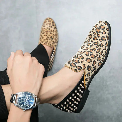Fashion Leopard Print Loafers Men Large Size Jungle Line