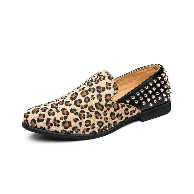 Fashion Leopard Print Loafers Men Large Size Jungle Line