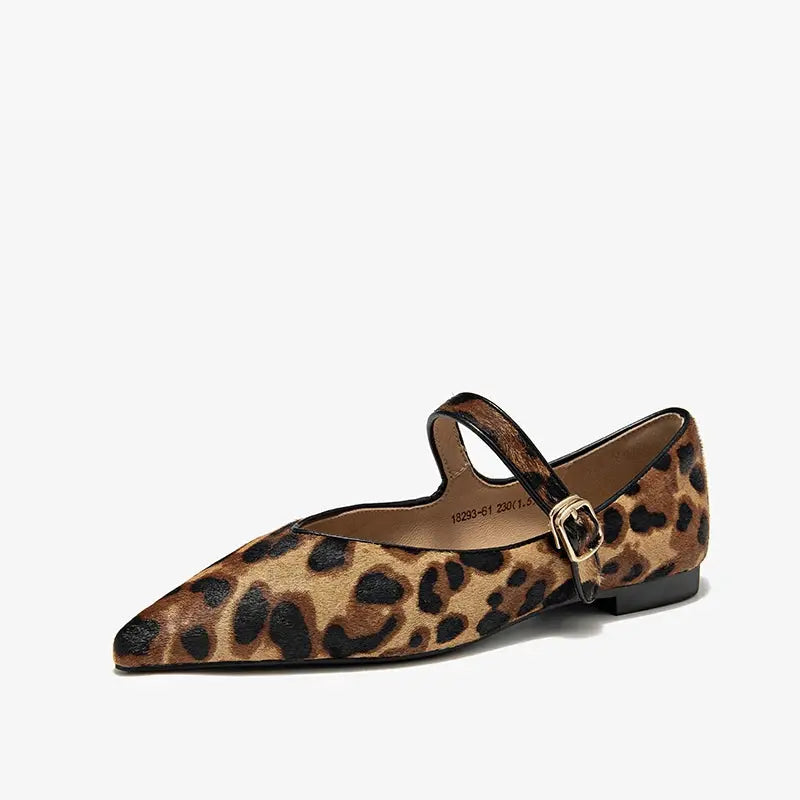 Jungle Line Beautoday Penny Loafers for Women in cowhide with round toe, leopard print design, stylish and comfortable footwear