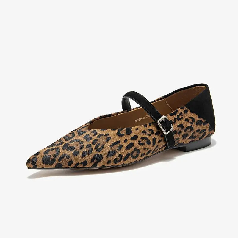 Jungle Line BEAUTODAY Penny Loafers for women with cowhide leather and round toe design, featuring a stylish leopard pattern.