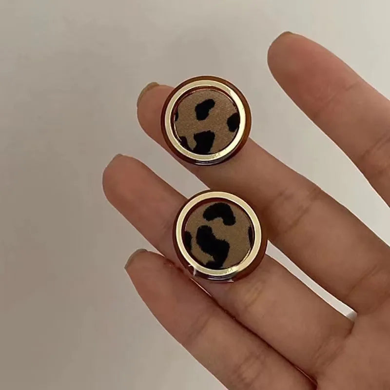 Boucles d'oreilles rondes à motif léopard pour femmes, style rétro, tendance automne-hiver, marque Jungle Line