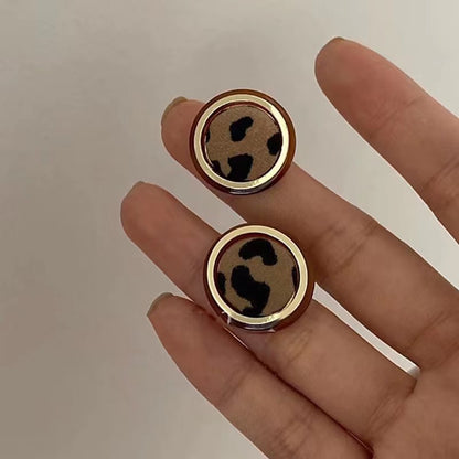 Boucles d'oreilles circulaires en léopard pour femmes, mode rétro automne-hiver, bijoux haut de gamme Jungle Line