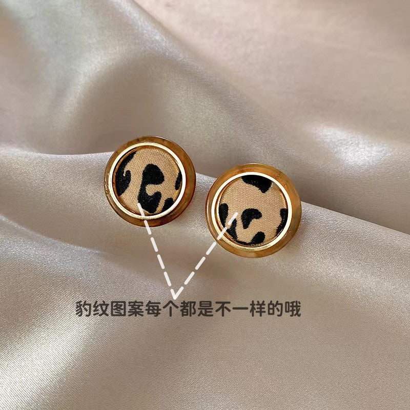 Boucles d'oreilles rondes en léopard pour femmes, style rétro, tendance automne-hiver, ornement haut de gamme, marque Jungle Line