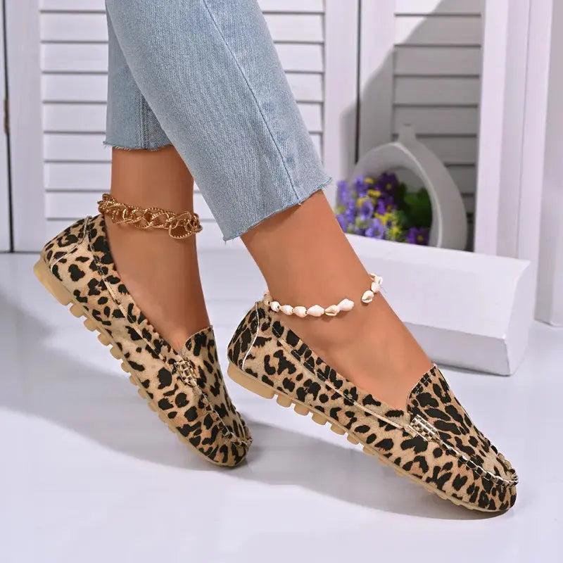 Spring/Autumn New Sexy Elegant Casual Leopard Print Wear-Resistant Fashionable Comfortable Walking Flat Shoes for Women - Jungle Line