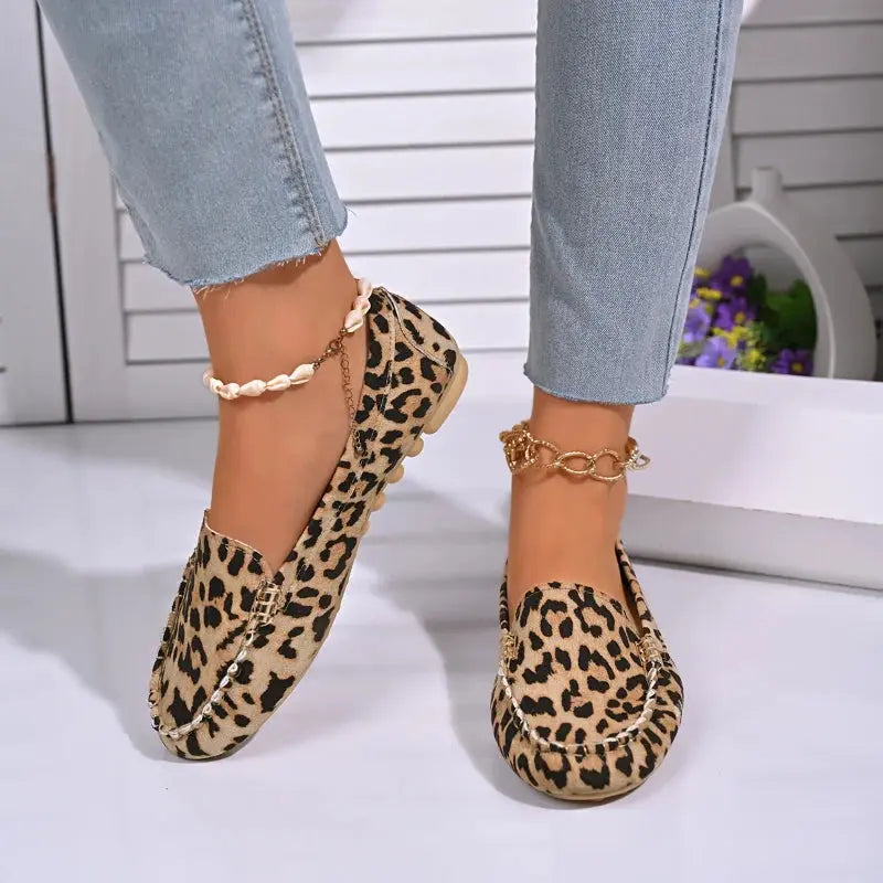 Spring/Autumn New Sexy Elegant Casual Leopard Print Wear-Resistant Fashionable Comfortable Walking Flat Shoes for Women - Jungle Line