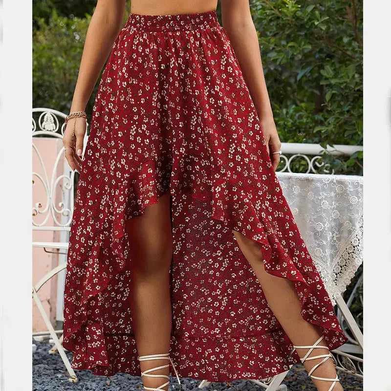 Summer Leopard Print Elegant Fashion Long Skirt Women Floral Sexy Aesthetic Split High Waist Sunscreen Wrap A-line Skirt Female - Jungle Line
