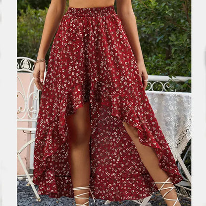Summer Leopard Print Elegant Fashion Long Skirt Women Floral Sexy Aesthetic Split High Waist Sunscreen Wrap A-line Skirt Female - Jungle Line