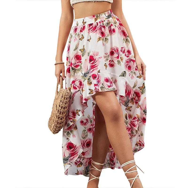Summer Leopard Print Elegant Fashion Long Skirt Women Floral Sexy Aesthetic Split High Waist Sunscreen Wrap A-line Skirt Female - Jungle Line