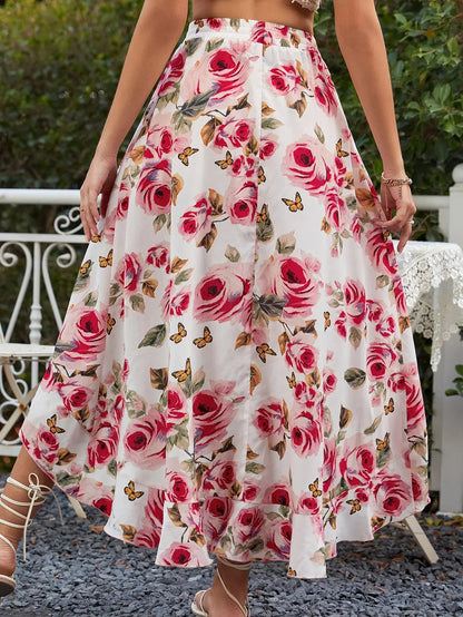 Summer Leopard Print Elegant Fashion Long Skirt Women Floral Sexy Aesthetic Split High Waist Sunscreen Wrap A-line Skirt Female - Jungle Line