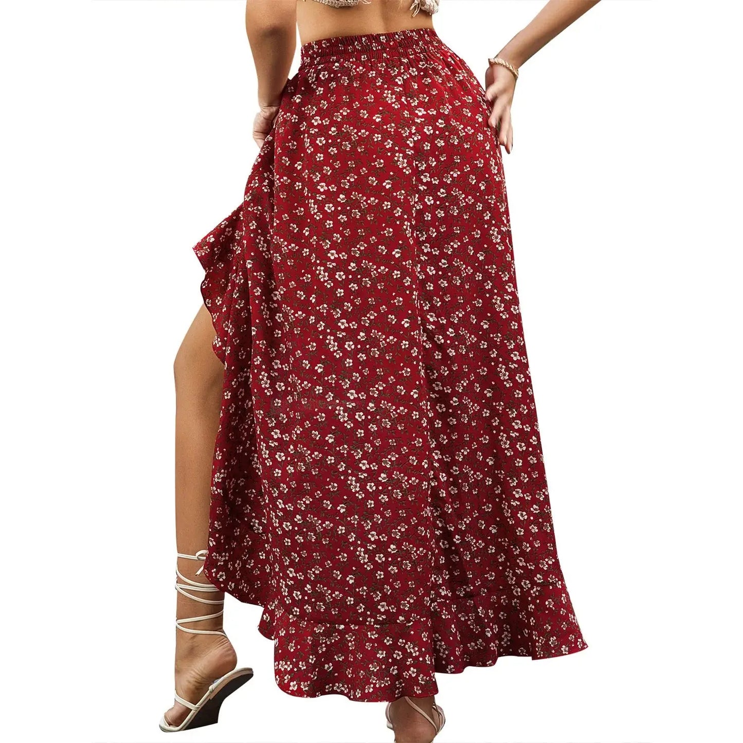 Summer Leopard Print Elegant Fashion Long Skirt Women Floral Sexy Aesthetic Split High Waist Sunscreen Wrap A-line Skirt Female - Jungle Line