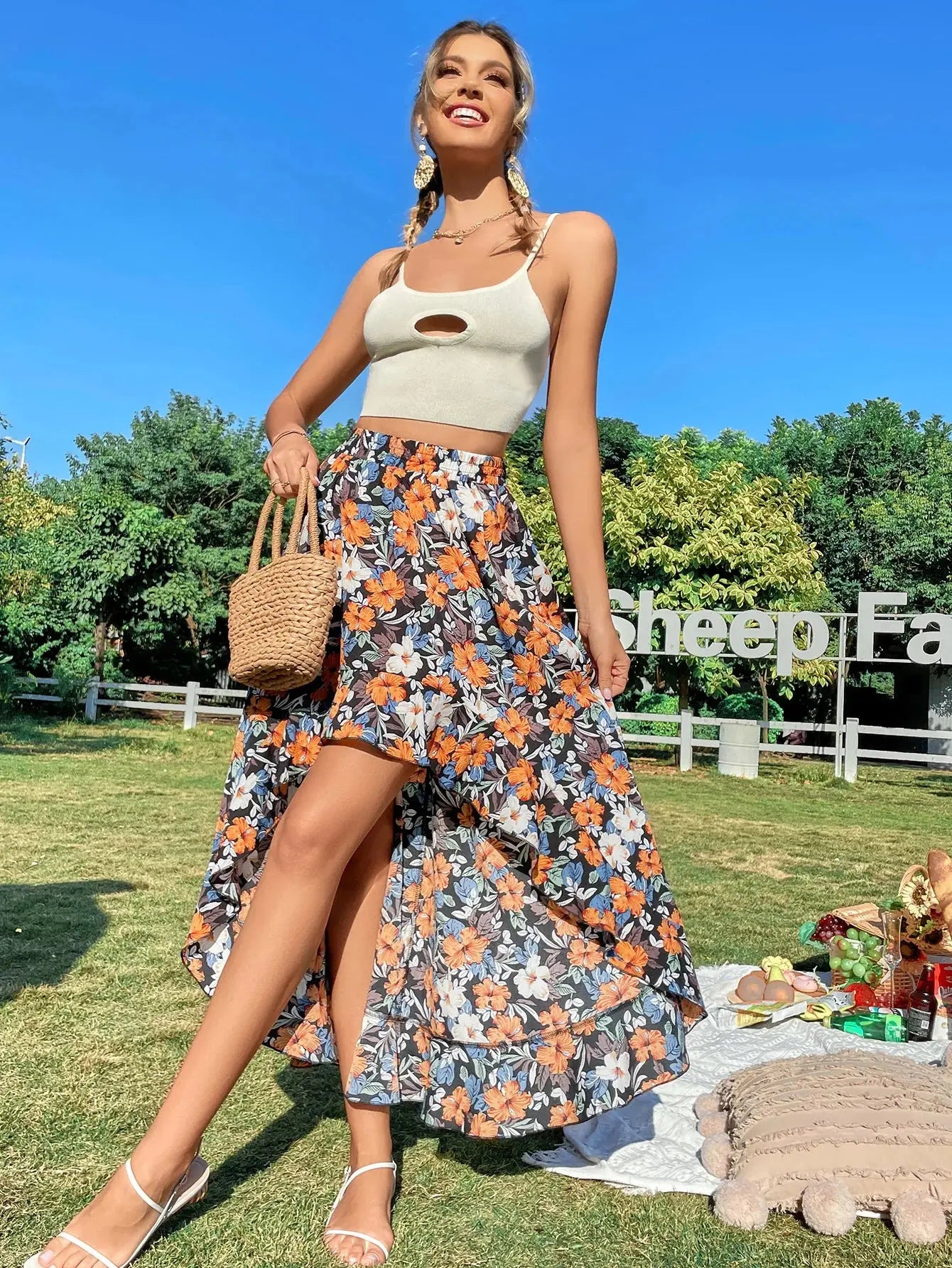 Summer Leopard Print Elegant Fashion Long Skirt Women Floral Sexy Aesthetic Split High Waist Sunscreen Wrap A-line Skirt Female - Jungle Line