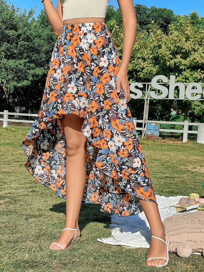 Summer Leopard Print Elegant Fashion Long Skirt Women Floral Sexy Aesthetic Split High Waist Sunscreen Wrap A-line Skirt Female - Jungle Line