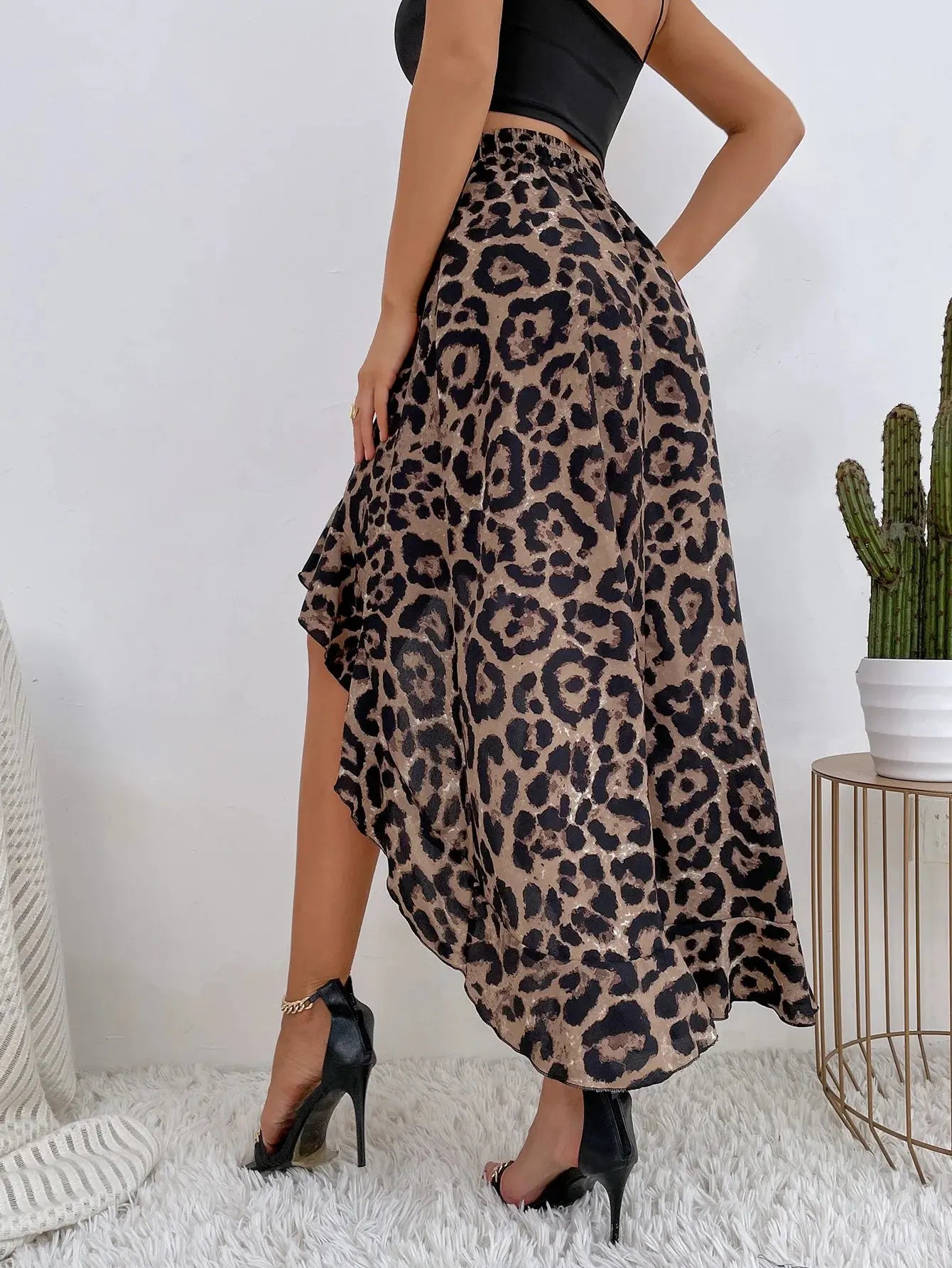 Summer Leopard Print Elegant Fashion Long Skirt Women Floral Sexy Aesthetic Split High Waist Sunscreen Wrap A-line Skirt Female - Jungle Line